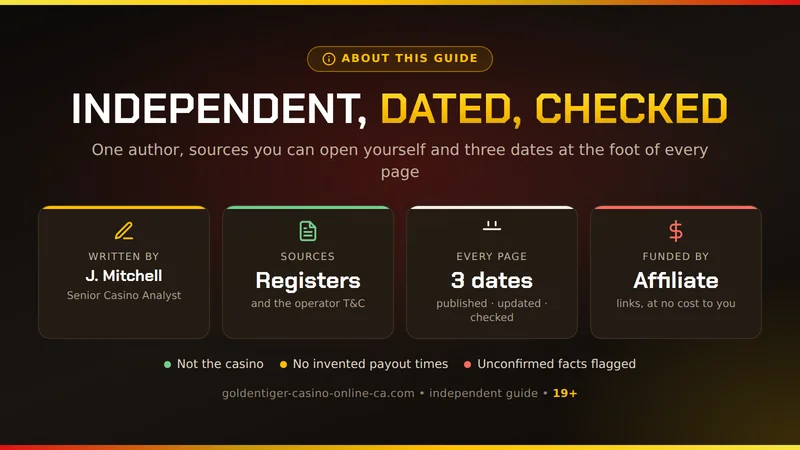 How this Golden Tiger guide works: independent, one author, every page dated and checked against the operator terms and public registers